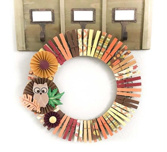 Clothespin Owl Wreath, Earthy Charm