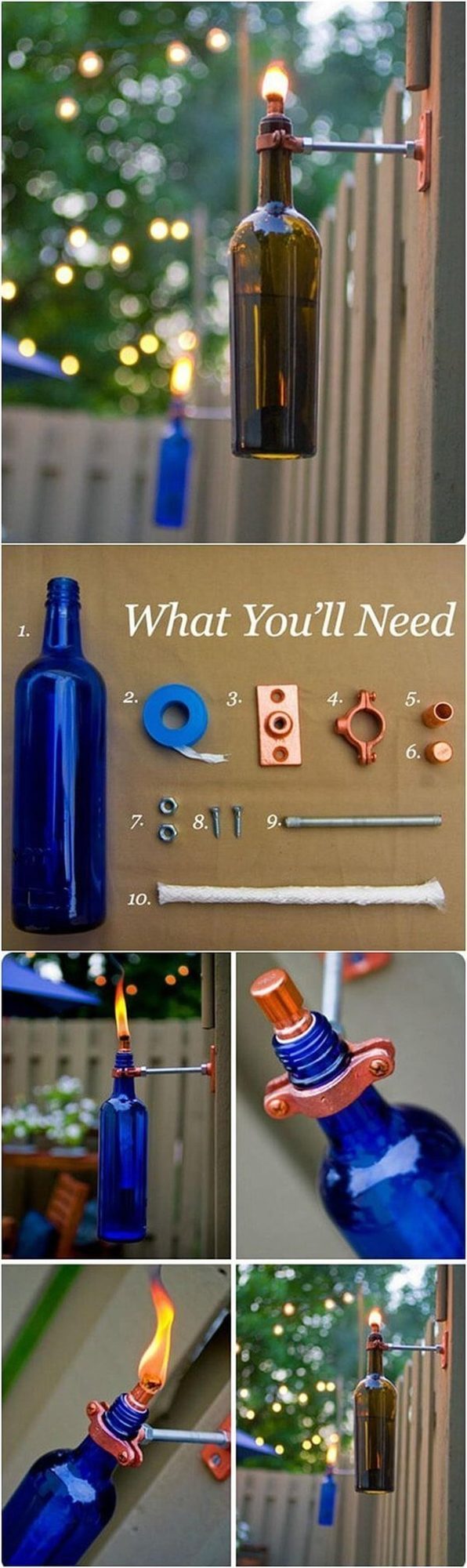 Hanging Wine Bottle Torches
