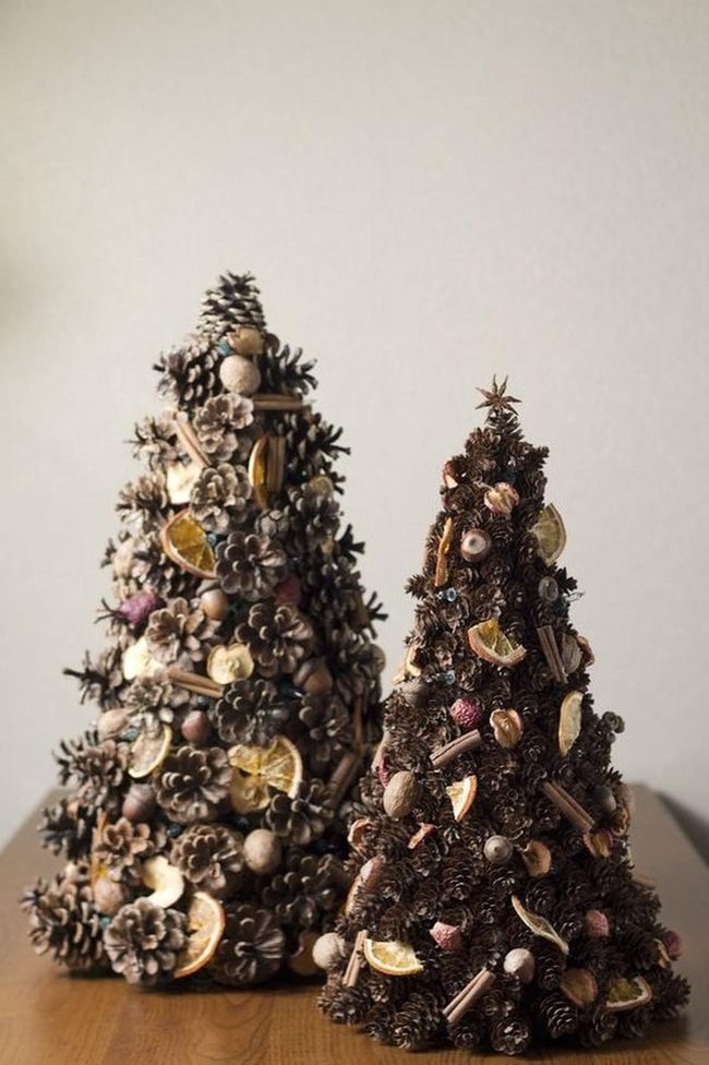 Natural Pinecone Trees With Citrus