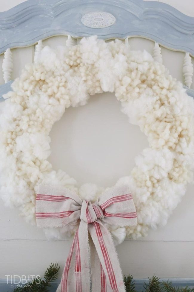 Frosted Pine With Red Ribbon