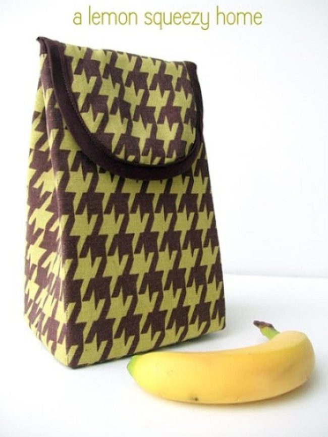 Yellow Brown Patterned Lunch Bag