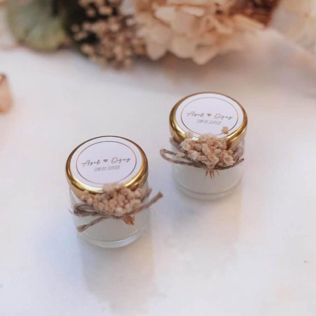 Dried Flower Wedding Candle Favors