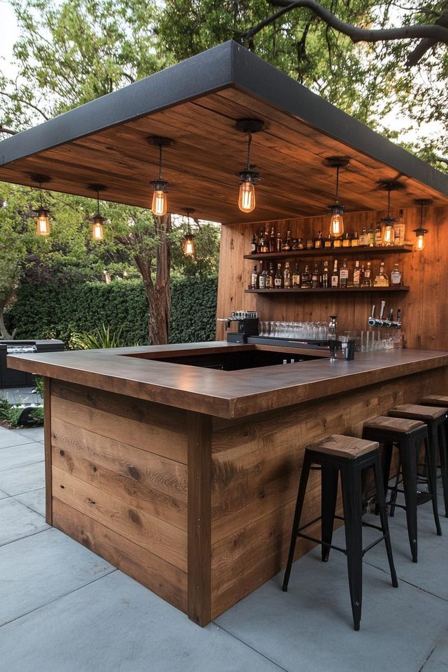 Wooden Backyard Bar Station