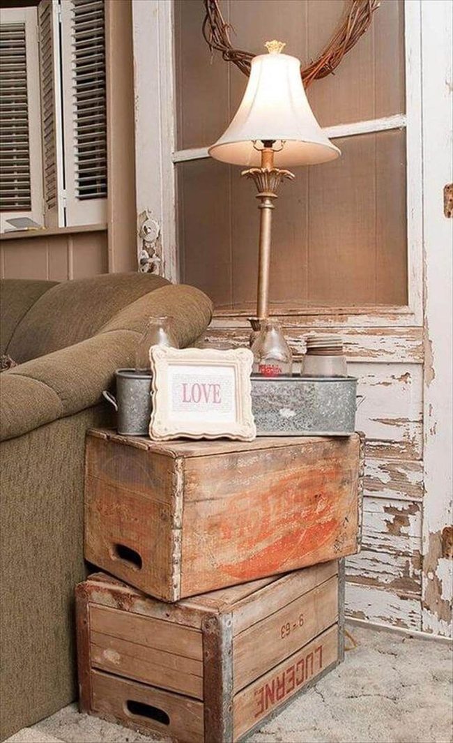 Stacked Wood Crate Storage