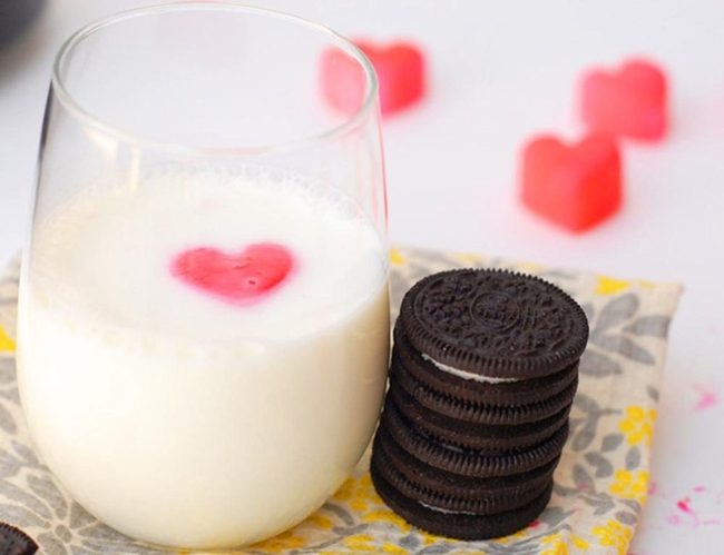Milk Glass With Red Heart