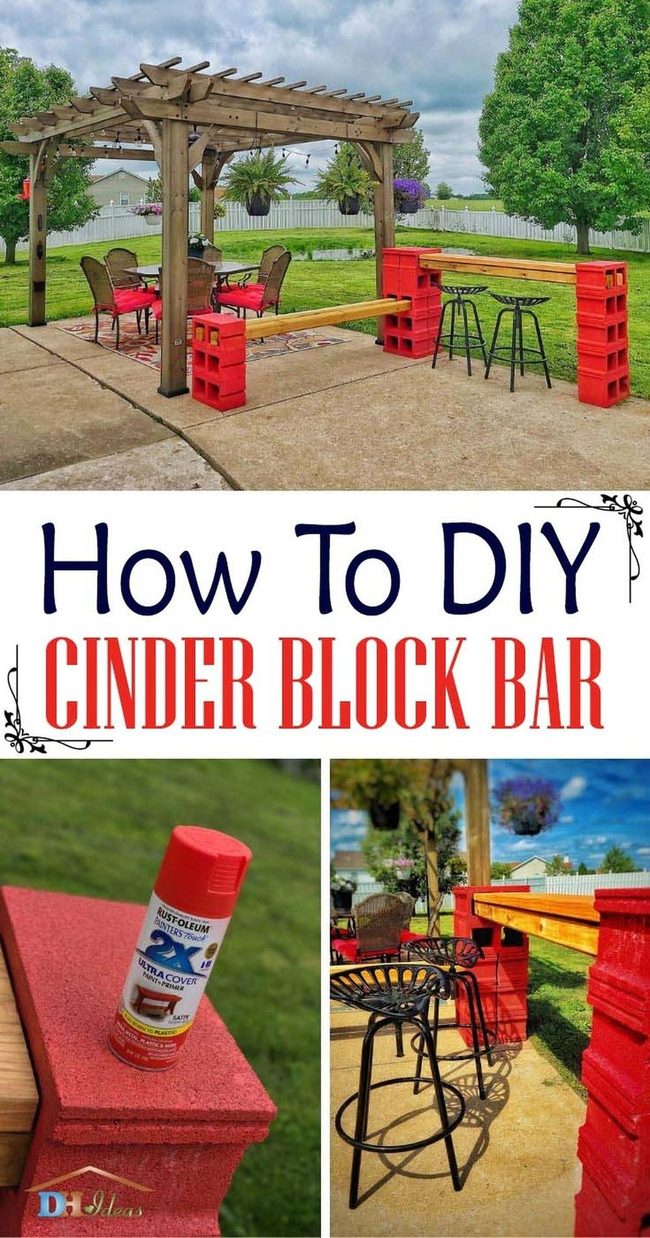 Cinder Block Outdoor Bar