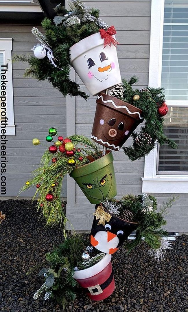 Festive Snowmen & Gingerbread Planters