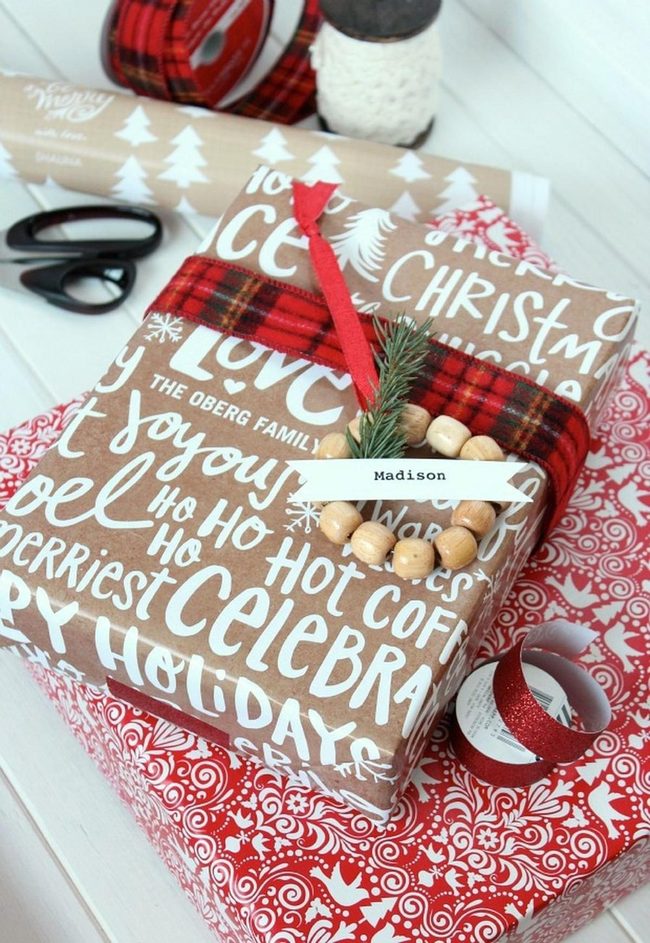 Brown Paper Gifts Red Ribbons