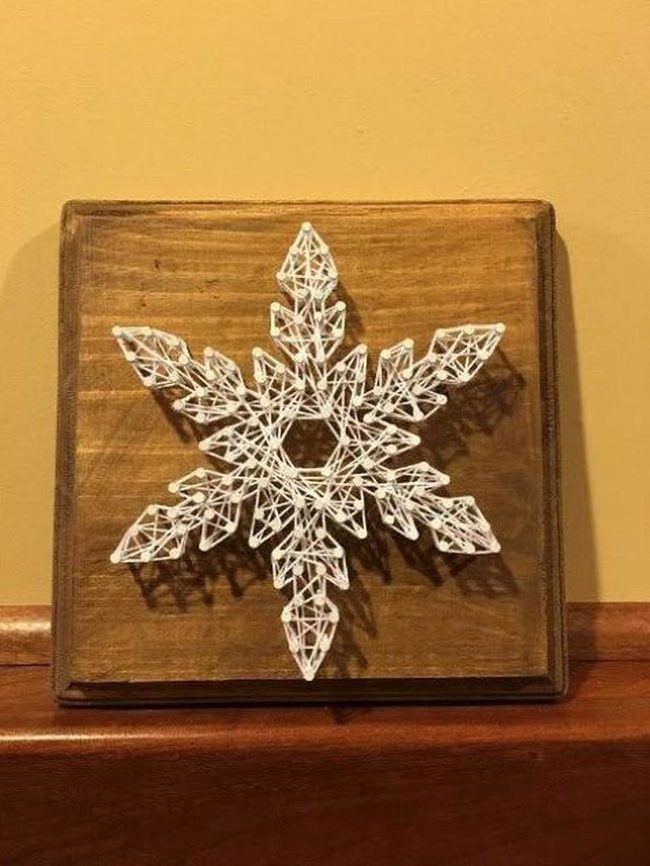 Brown Wood Snowflake String Art