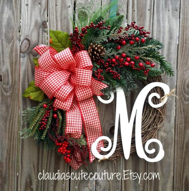 Red Gingham Grapevine Wreath