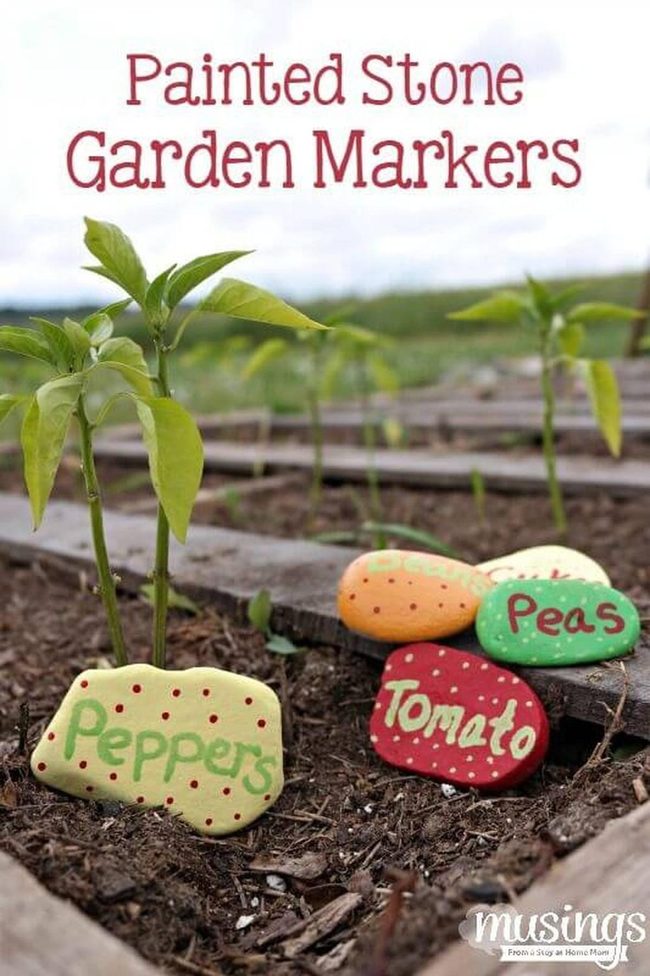 Painted Stone Garden Markers