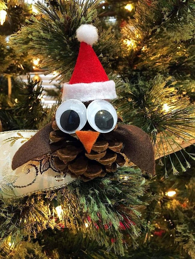 Pinecone Santa Owls
