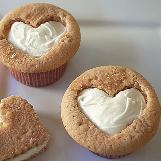 White Frosted Heart Cupcakes