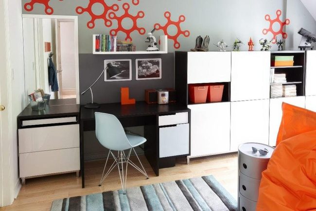 Orange Accents, Modern Workspace