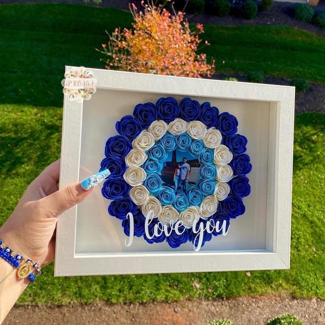 Blue Roses Memory Frame