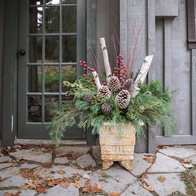 Evergreen Planters Winter Forest