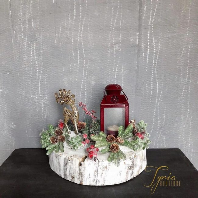 Wood Slice Winter Display