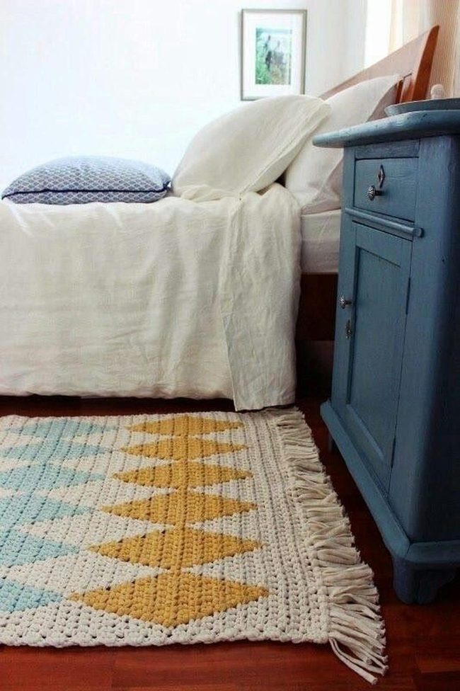 Blue Nightstand Neutral Bedroom