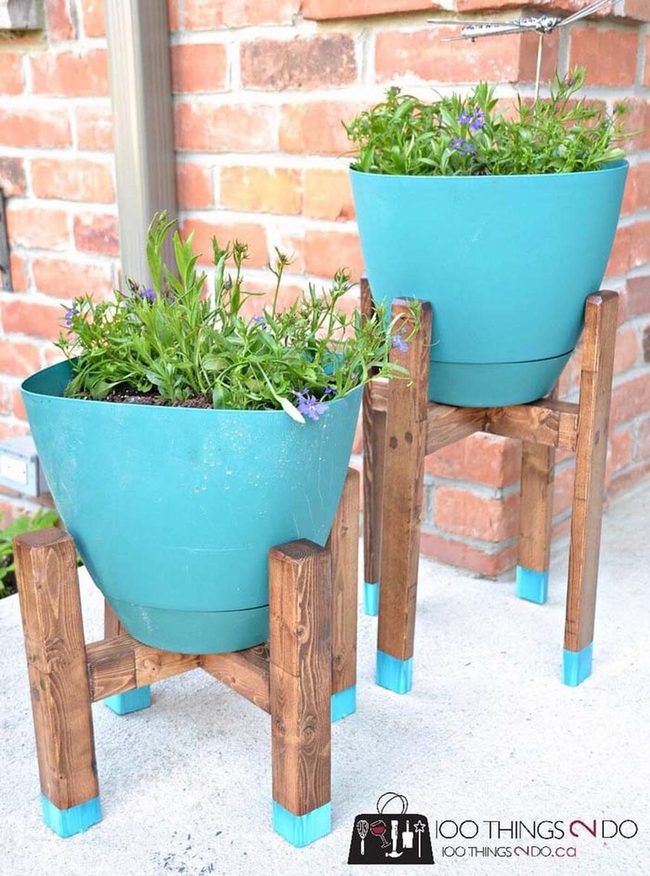 Painted Stool Plant Risers