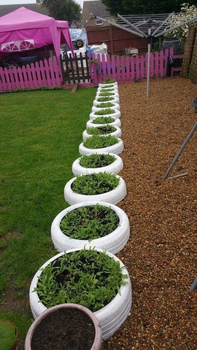 Colorful Tire Garden Beds