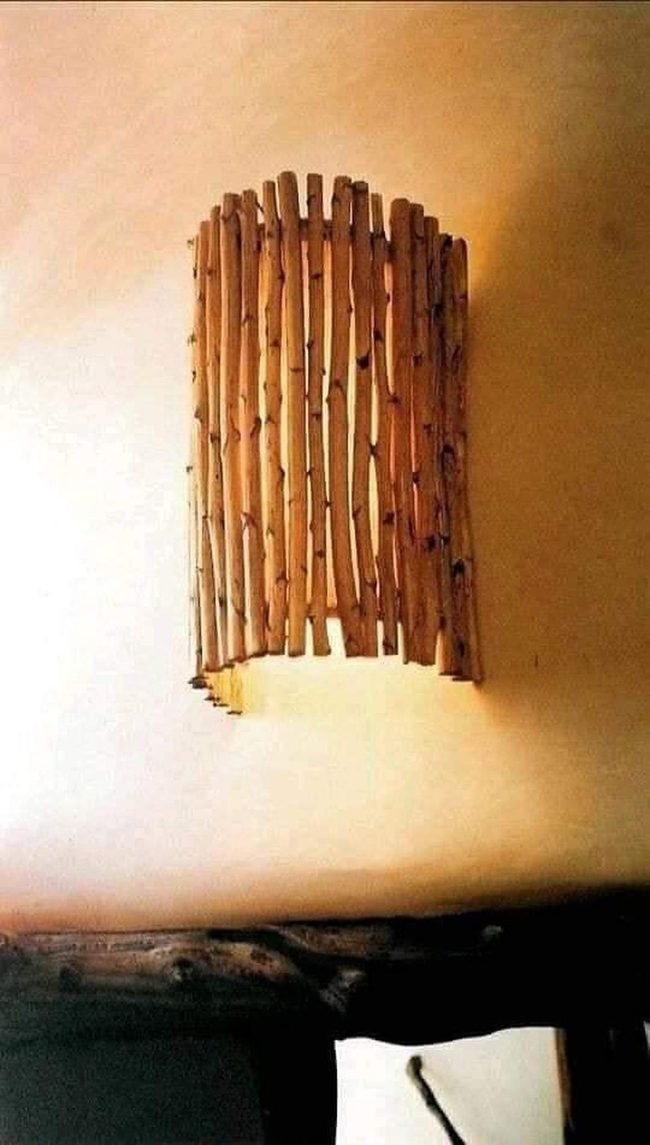 Natural Wood Stick Wall Sconce