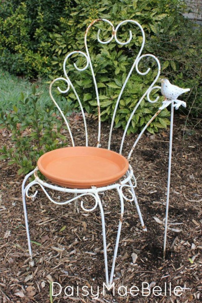Painted Chair Bird Bath