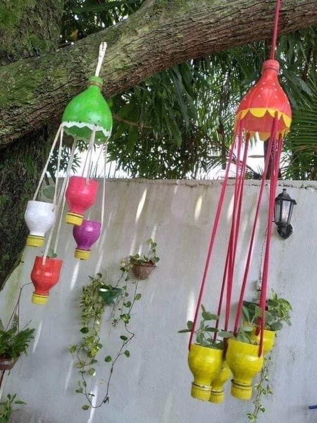 Colorful Bottle Garden Hangers