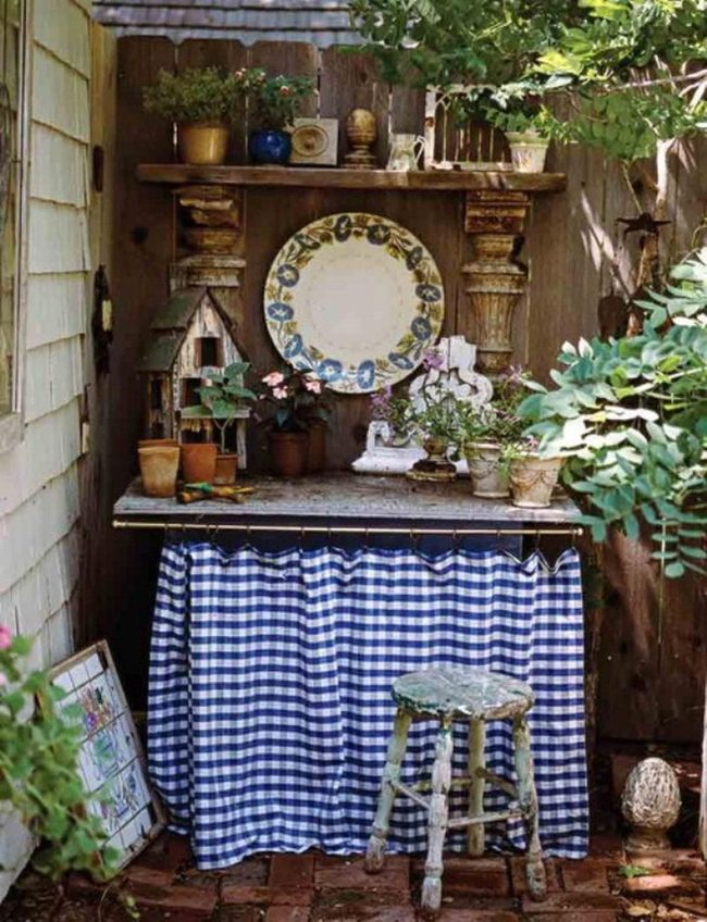 Blue Checkered Garden Nook