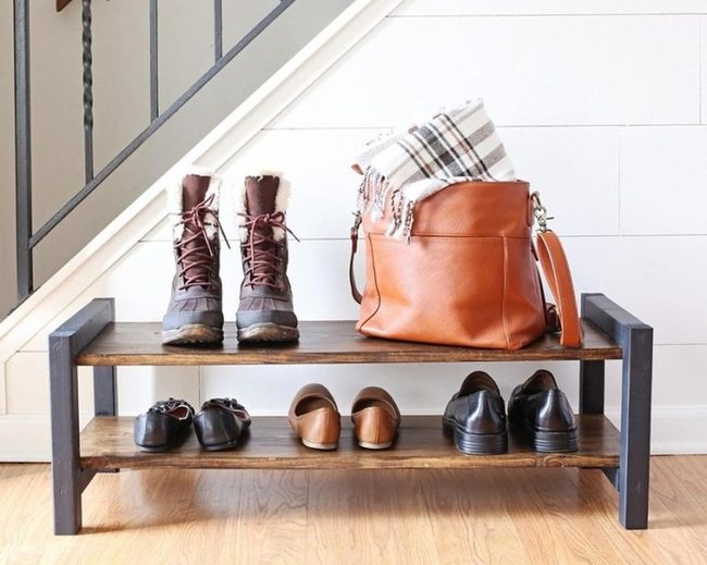 Brown Leather Bench Corner