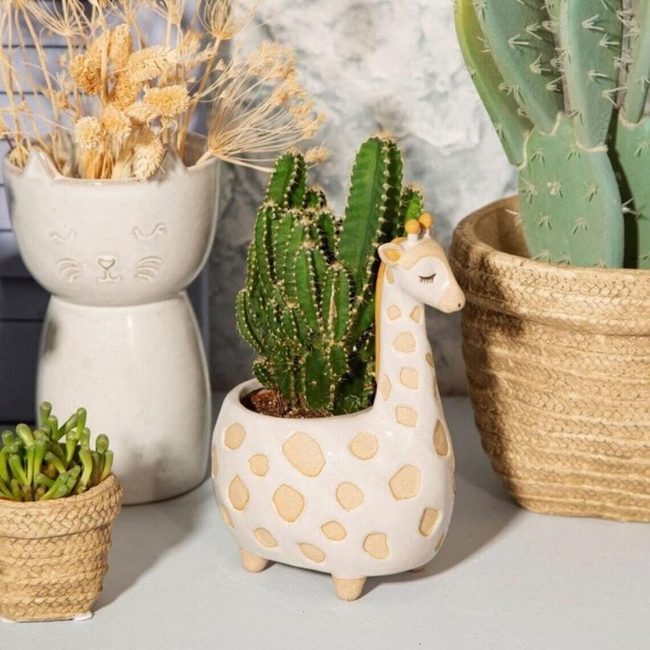 Giraffe Orange Mane Ceramic Planter