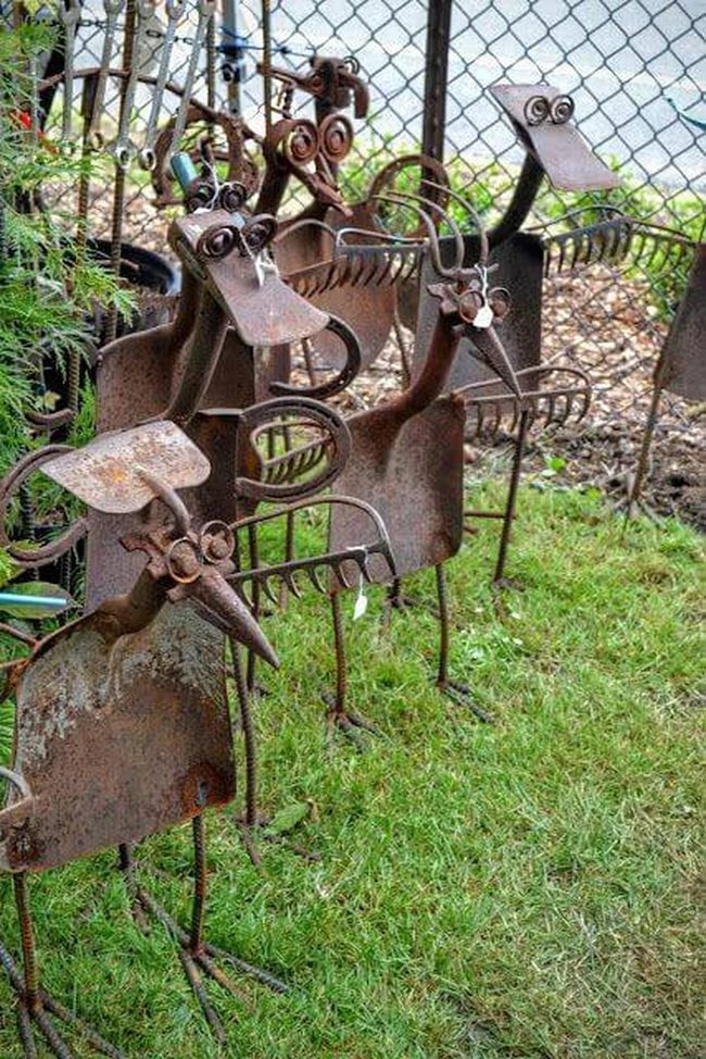 Recycled Metal Garden Birds