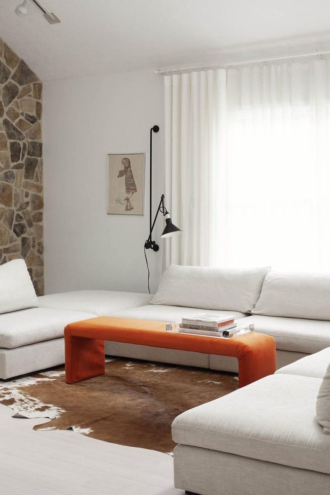Orange Bench Neutral Modern Living