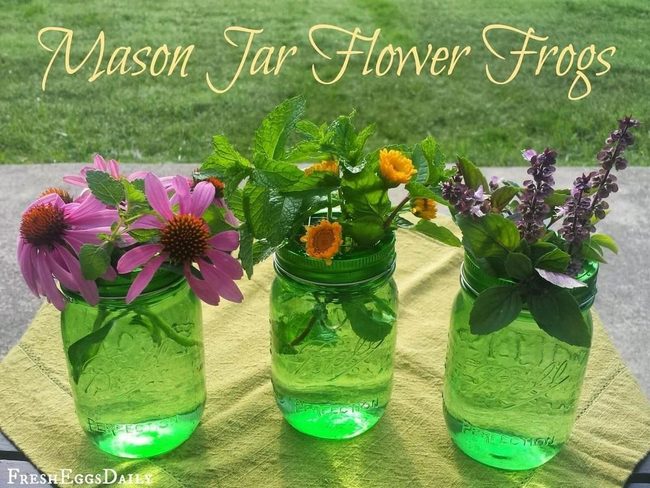 Green Glass Flower Frogs