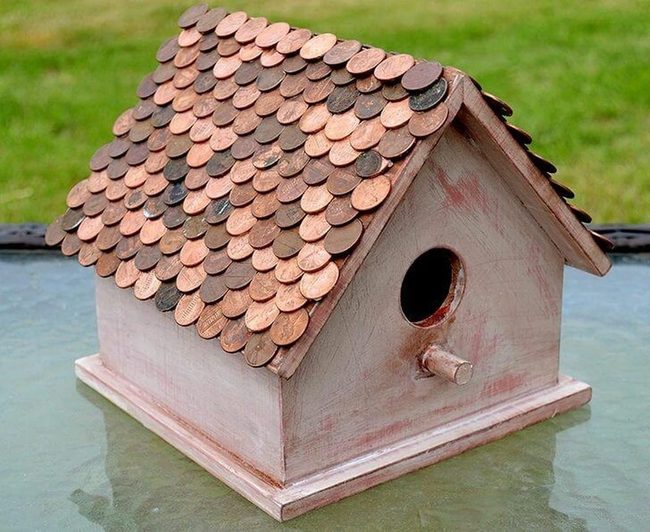 Penny-Covered Birdhouse