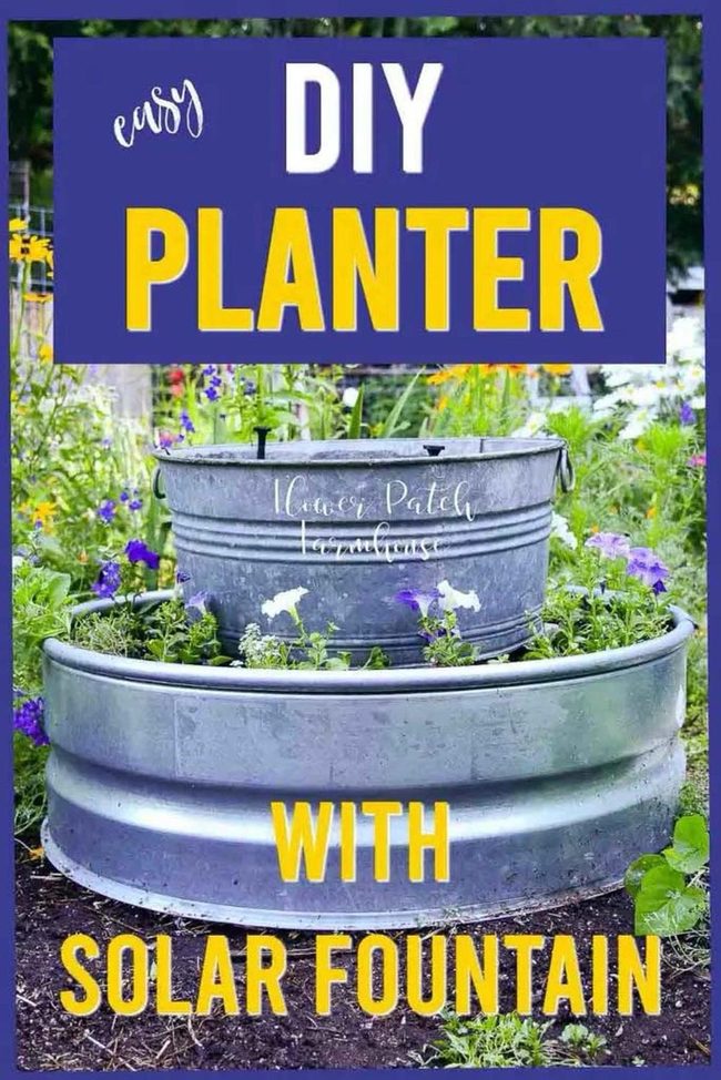 Galvanized Petunias Water Feature