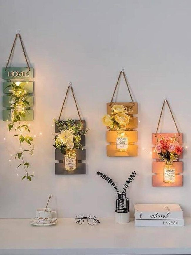 Wooden Panels With Pastel Flowers