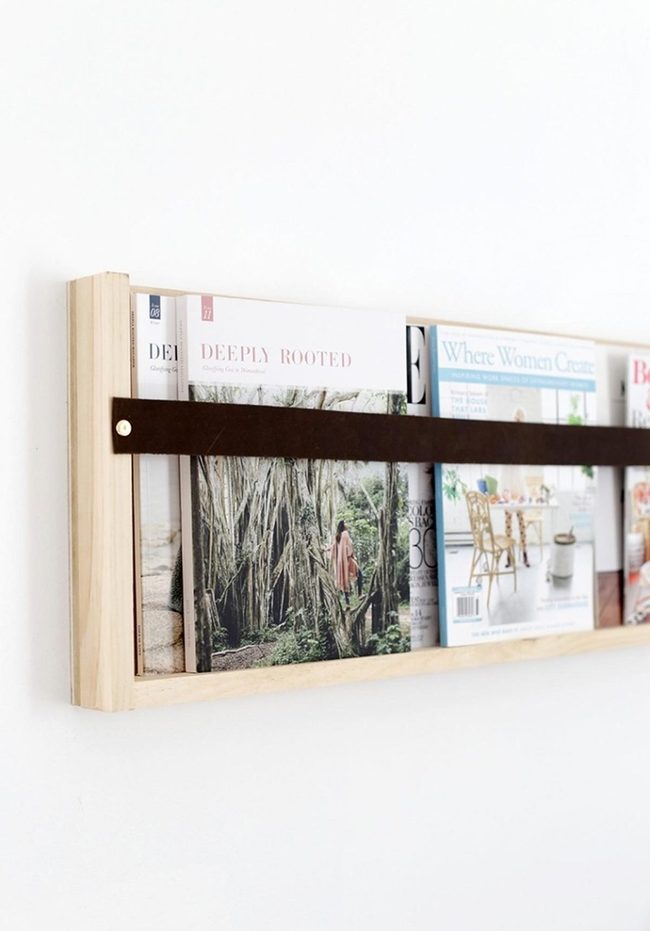 Wood Magazine Holders With Leather