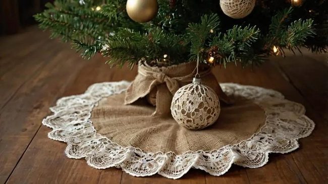 Burlap And Lace Tree Skirt