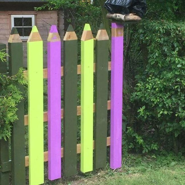 Pink And Green Wooden Garden Fence