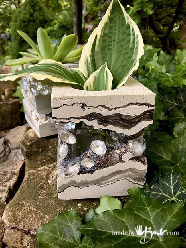 Concrete Planters With Glitter Sparkle