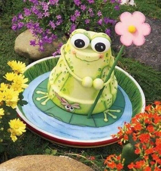 Frog On Colorful Flower Pot