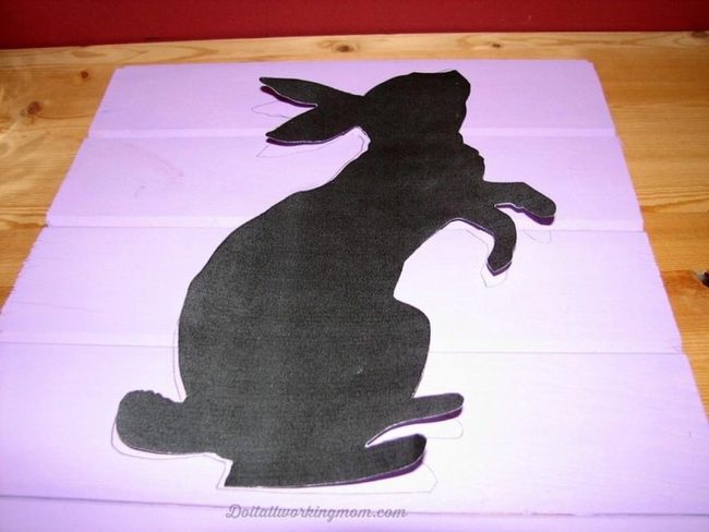 Black Rabbit On Lavender Wood