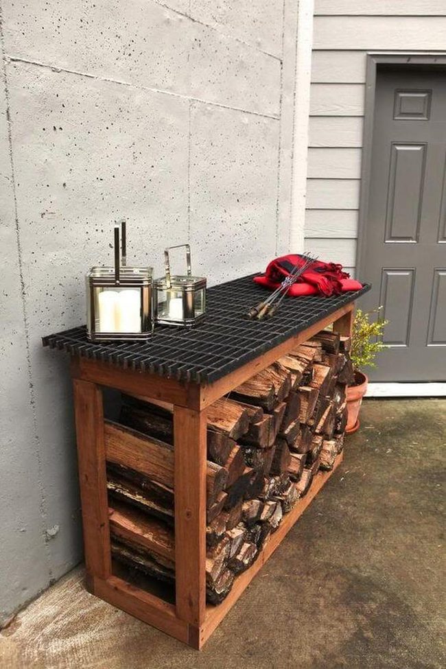 Natural Wood, Black Grid Storage