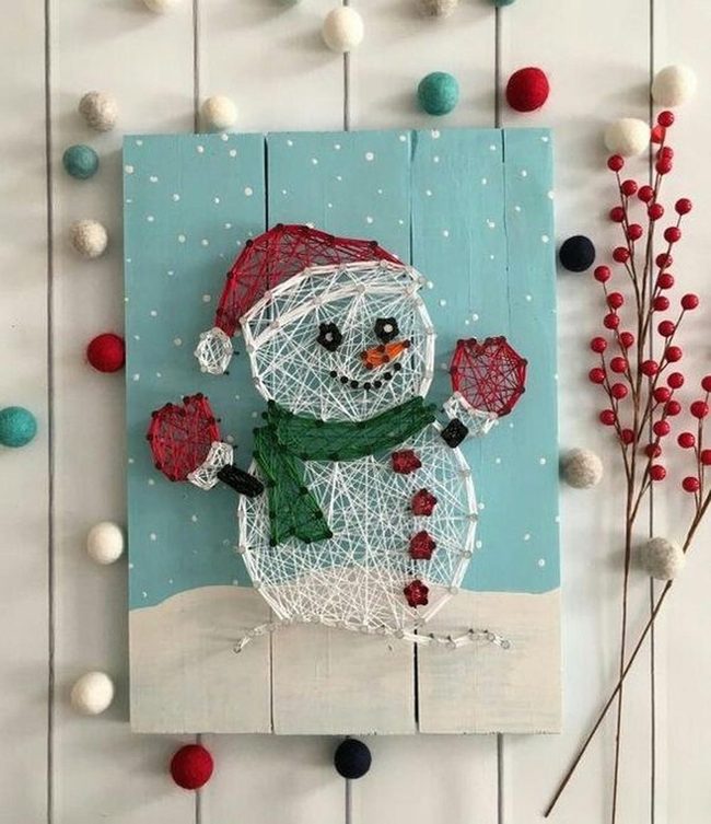 String Nail Snowman Winter