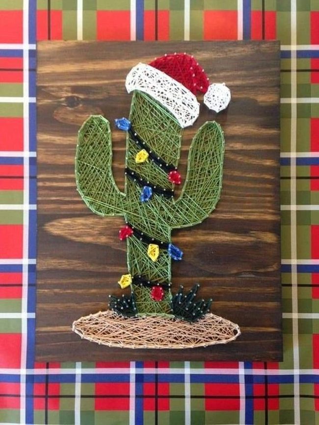 Festive Cactus String Art