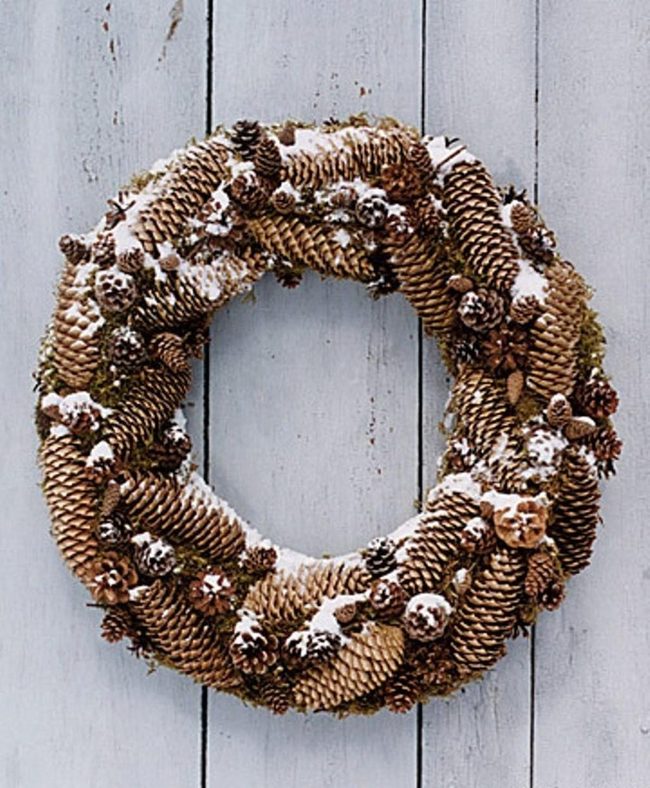 Frost-Dusted Pine Cone Wreath