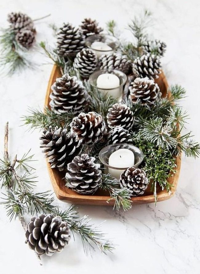 Frosted Pinecones, Marble Elegance