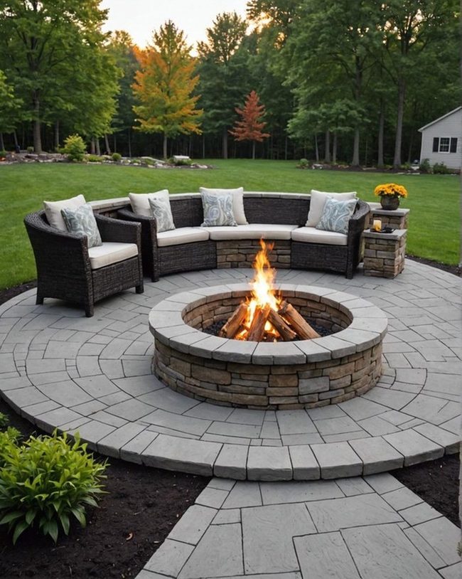 Concrete Patio Gray Fire Pit