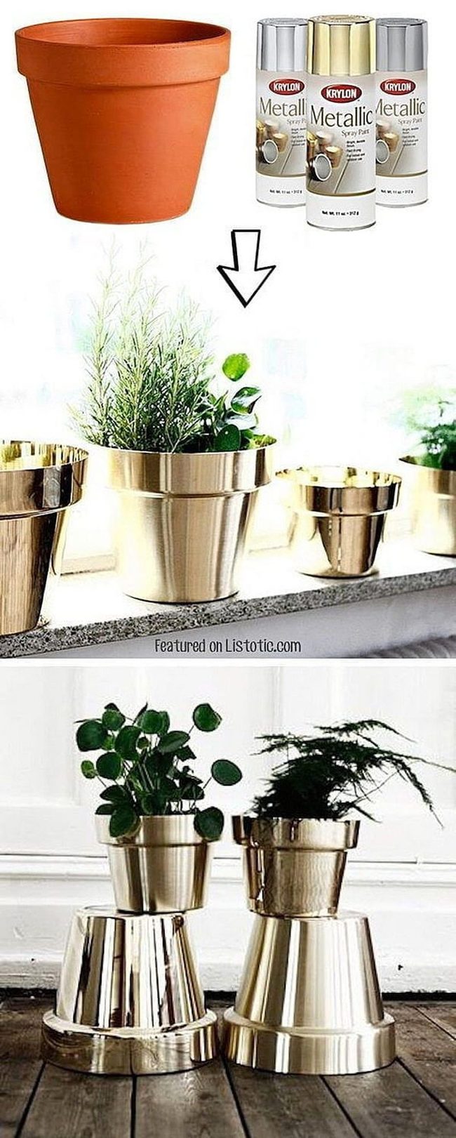 Shimmering Gold Plant Pots