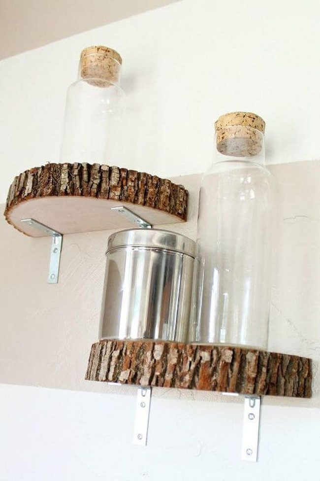 Natural Wood Slice Shelves